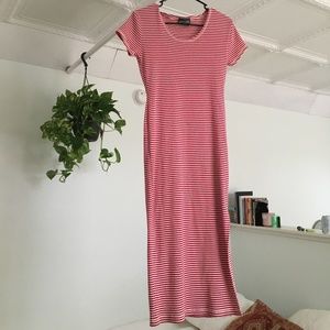 long striped fitted dress